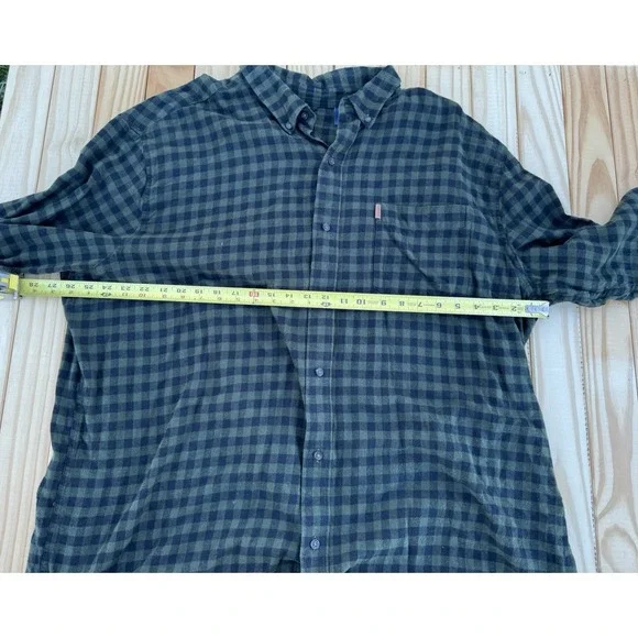 Chaps Flannel Shirt Mens 2XL‎ Dark Green Black Plaid Long Sleeve Pocket Logo - Picture 7 of 11